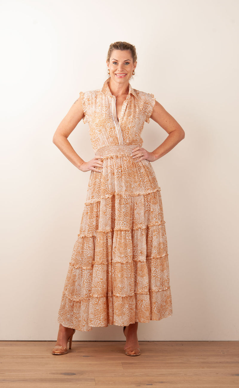 Kleid Karamell | Weiß