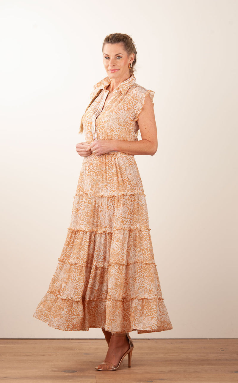 Kleid Karamell | Weiß