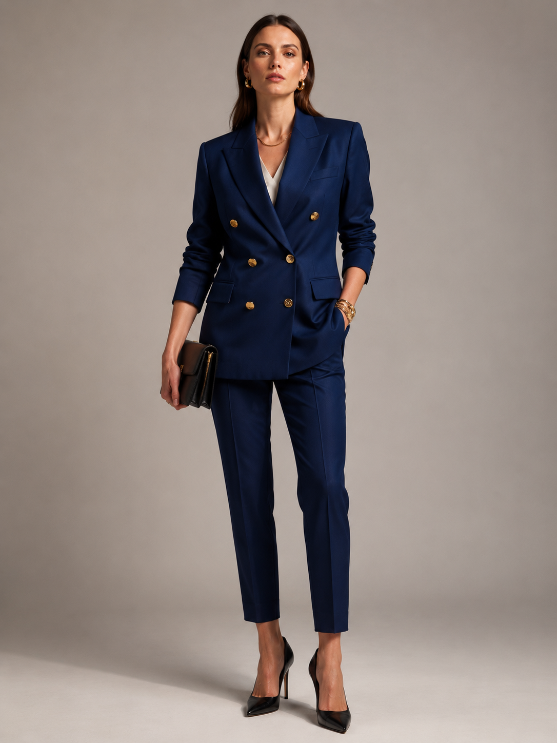 Statement-Wollblazer Dunkelblau