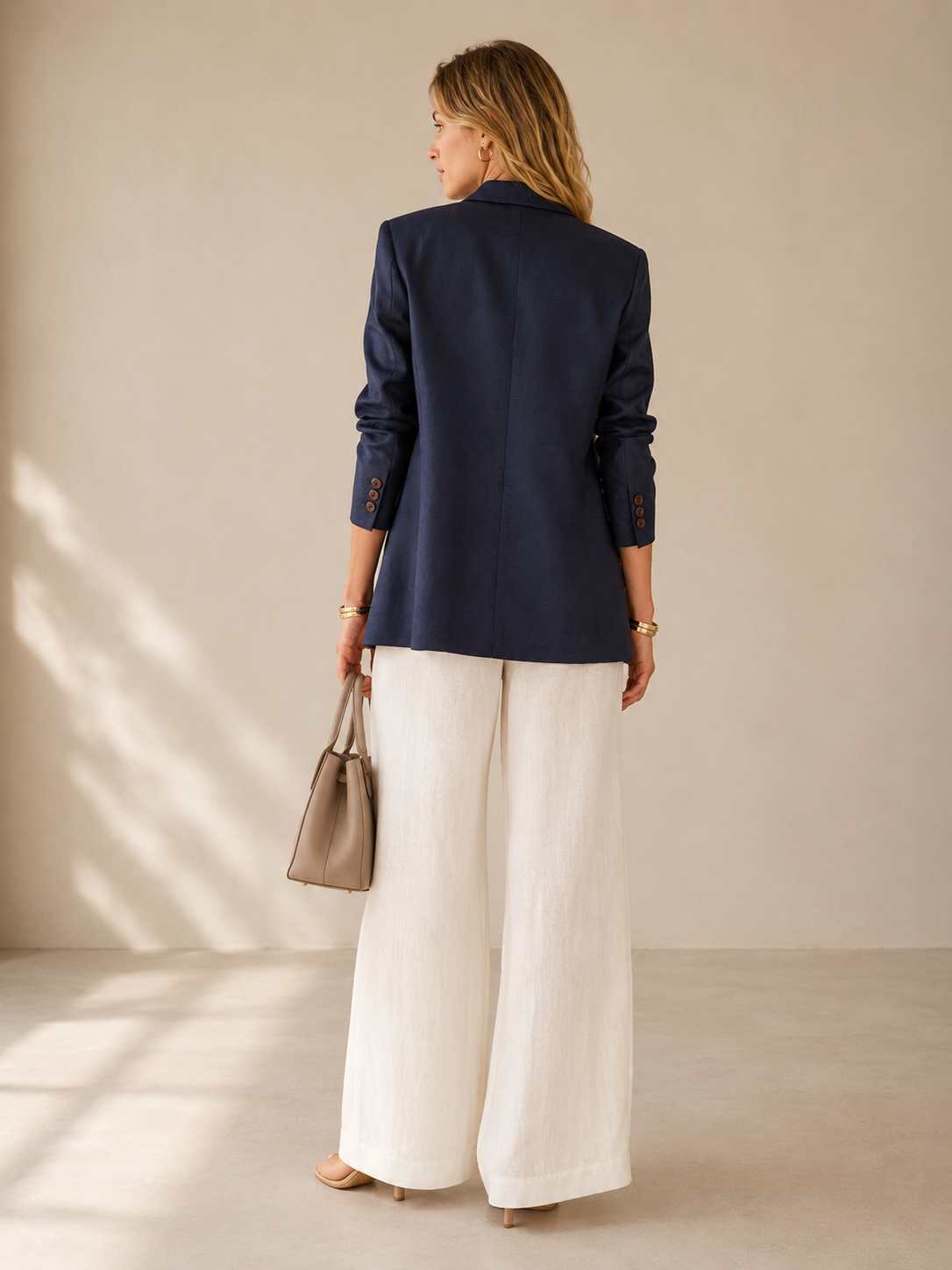 Premium-Leinenblazer Dunkelblau