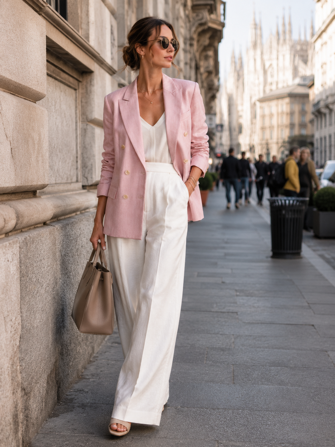 Statement-Blazer „Streifen“ Rosa | Weiß
