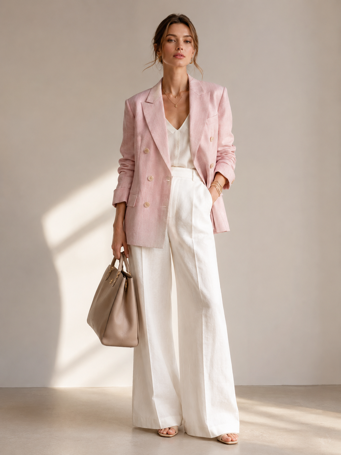 Statement-Blazer „Streifen“ Rosa | Weiß