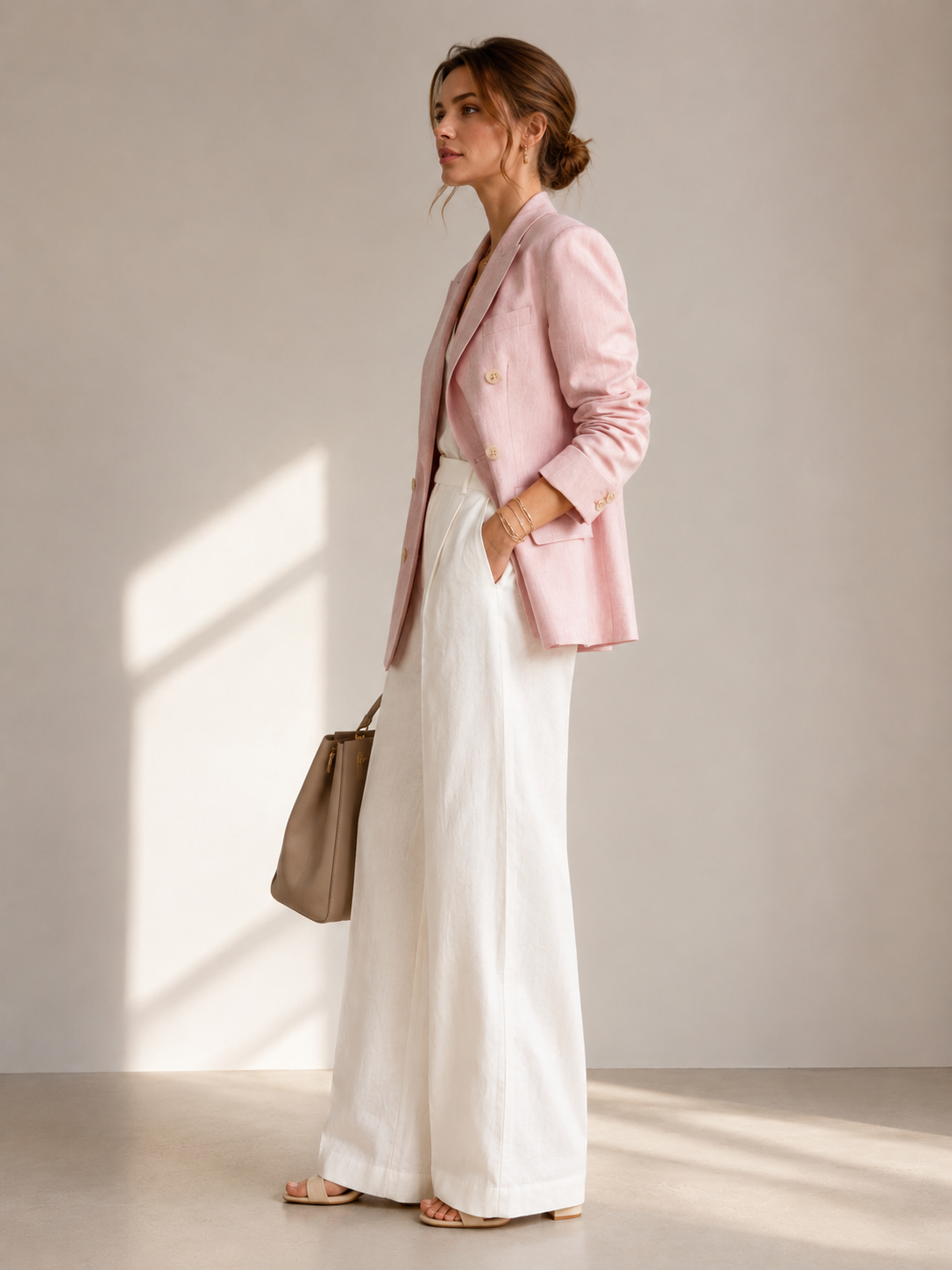 Statement-Blazer „Streifen“ Rosa | Weiß