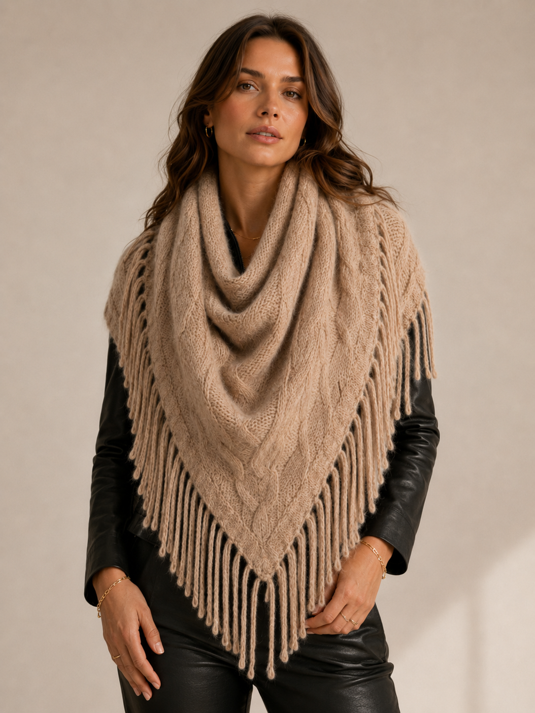 Kaschmir-Dreieckstuch „Clara“ Beige / Sand