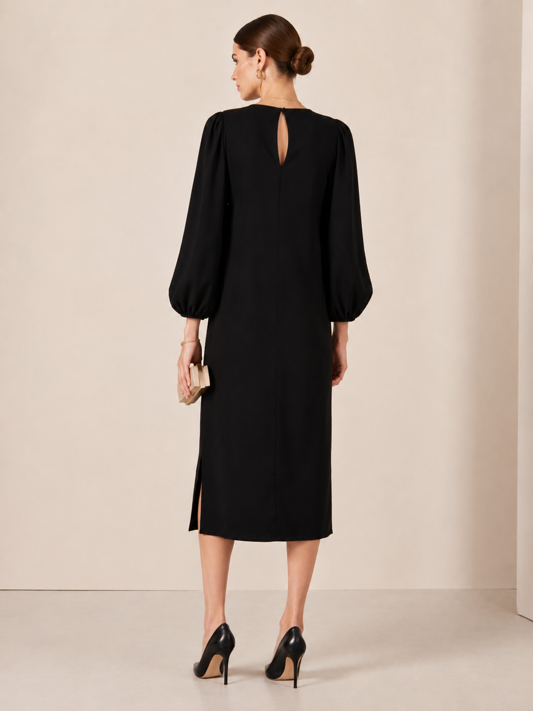 Elegantes Statement-Seidenkleid „NOOR“ Schwarz