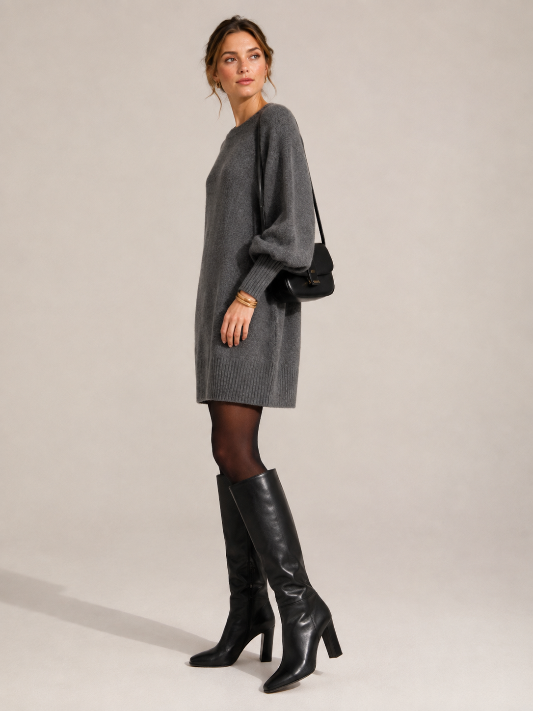 Strickkleid „Nele“ Melange Anthrazit