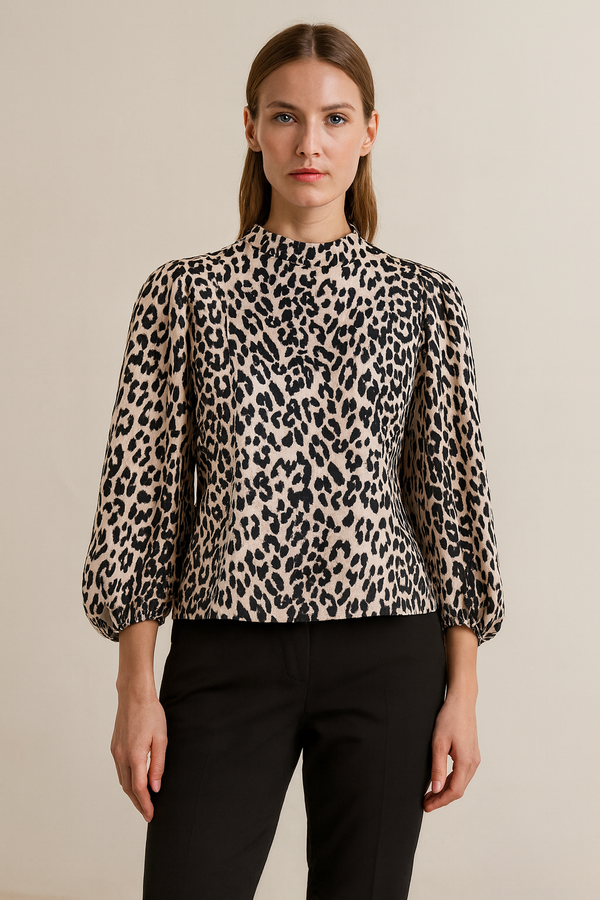 Bluse „Leo“ Creme | Dunkelblau