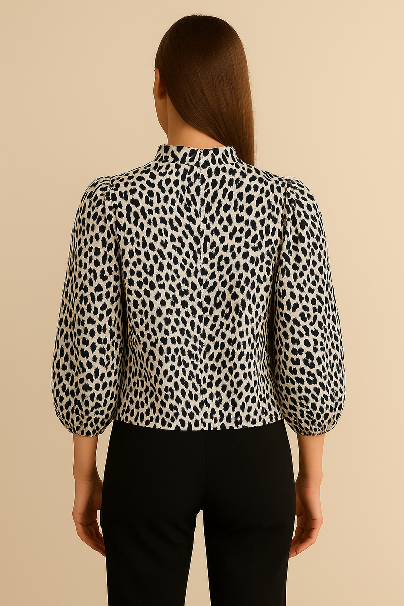 Bluse „Leo“ Creme | Dunkelblau