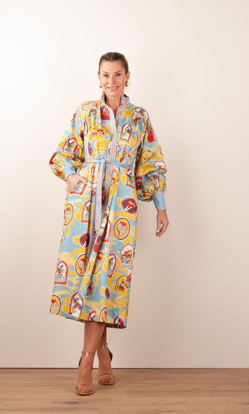 Langes Kleid Gelb | Blau | Multicolor