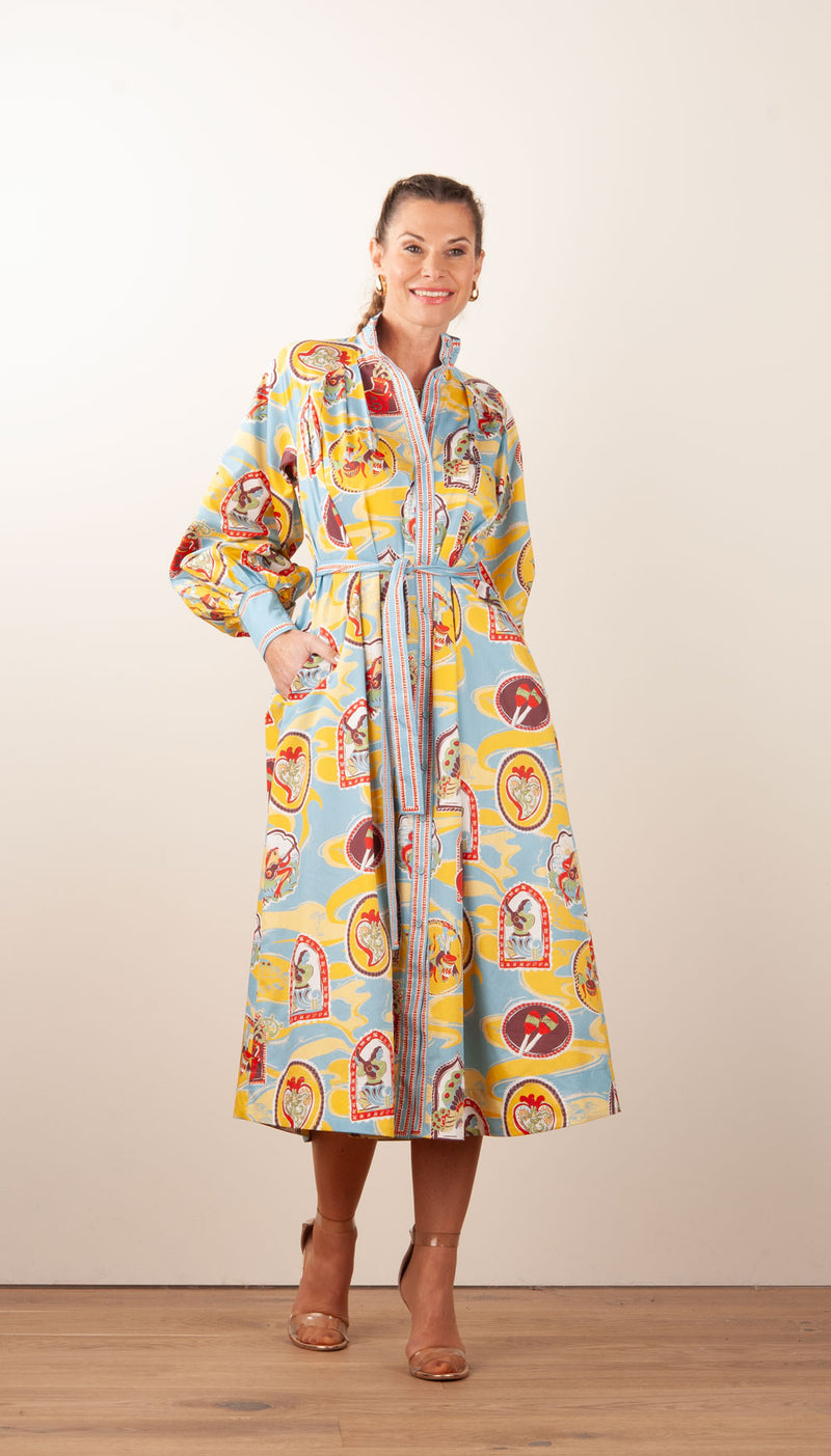Langes Kleid Gelb | Blau | Multicolor