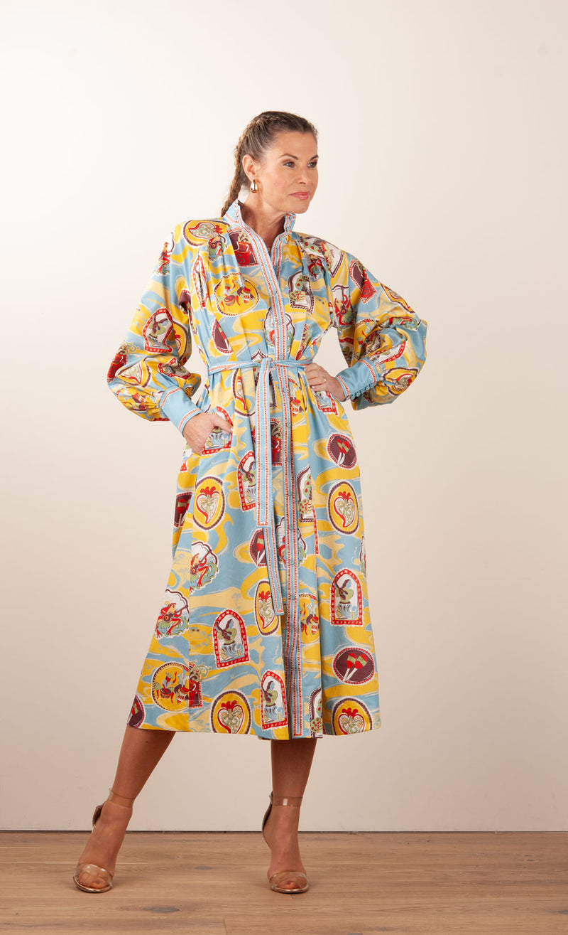 Langes Kleid Gelb | Blau | Multicolor