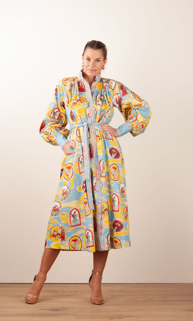 Langes Kleid Gelb | Blau | Multicolor