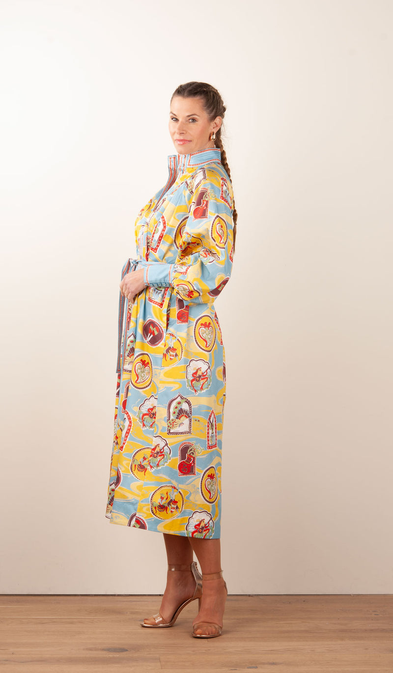 Langes Kleid Gelb | Blau | Multicolor