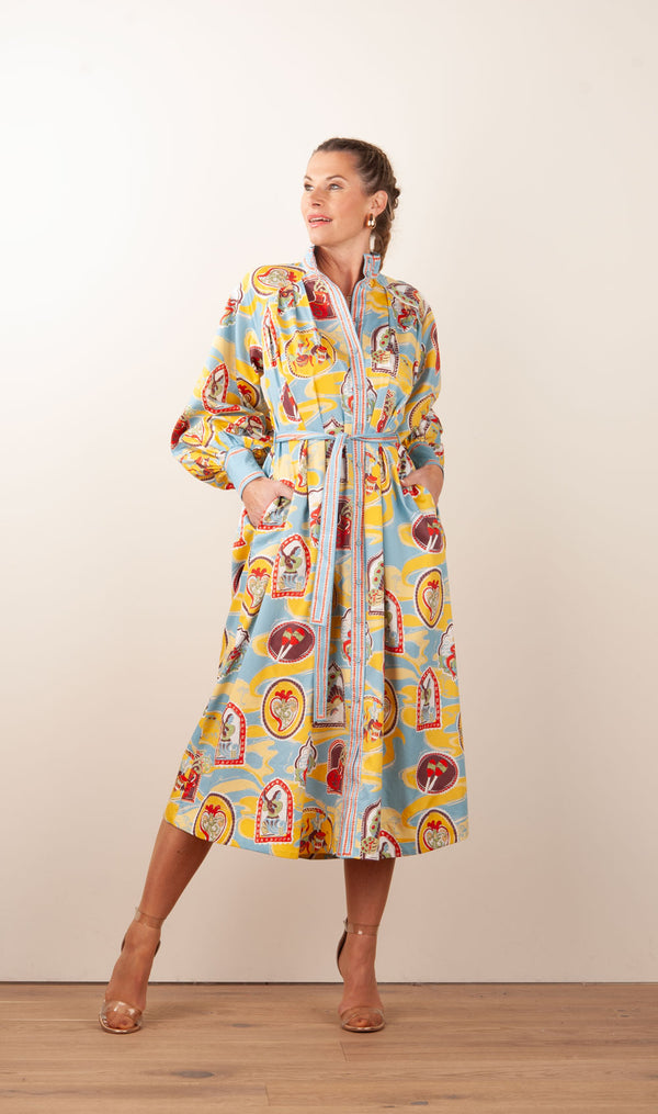 Langes Kleid Gelb | Blau | Multicolor