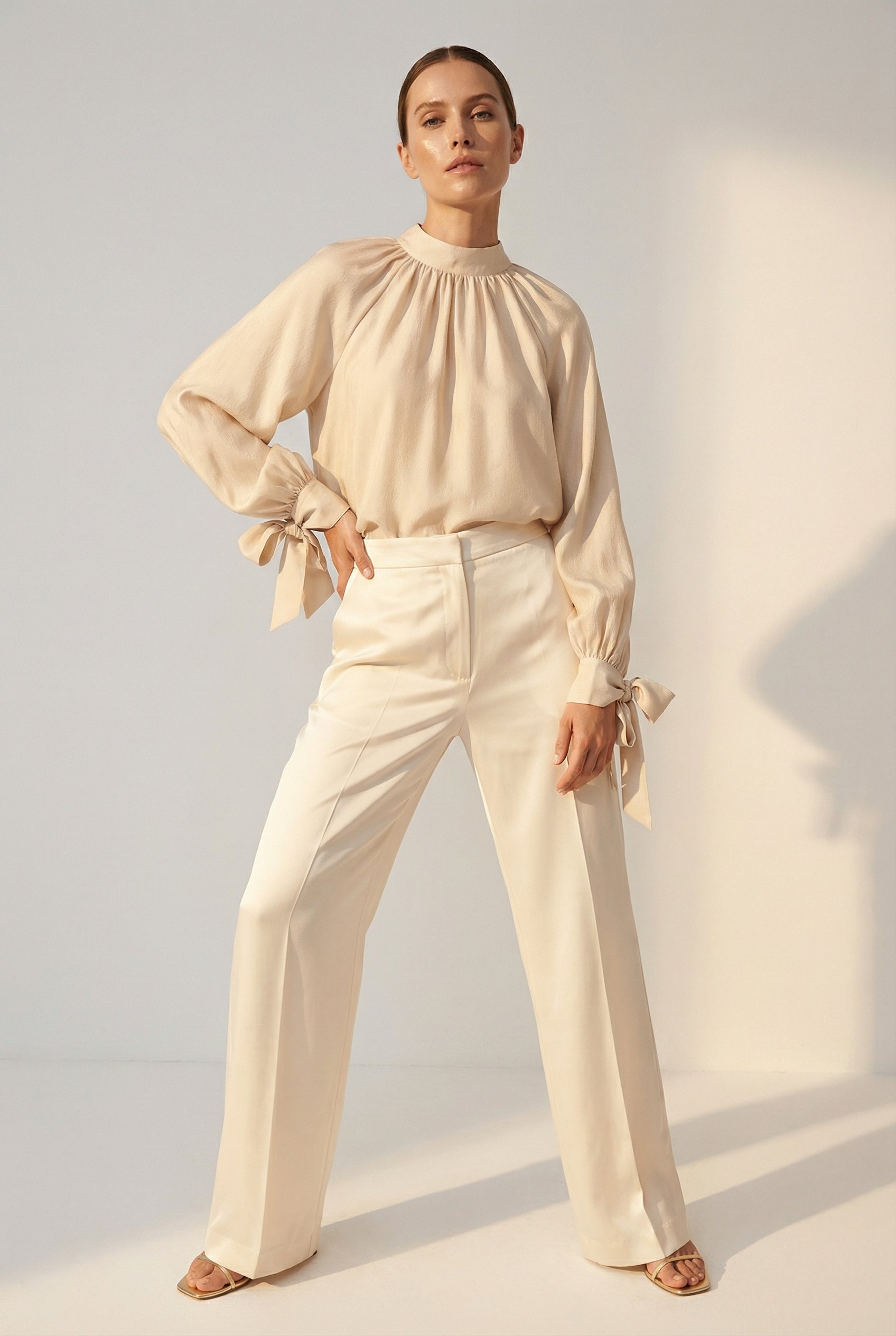 Bluse „Crya“ Beige