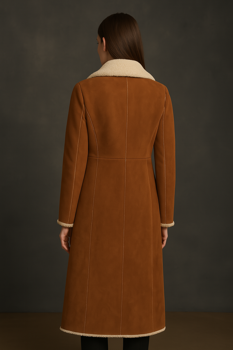 Lammfell-Mantel Fake Fur Cognac Beige – Artico