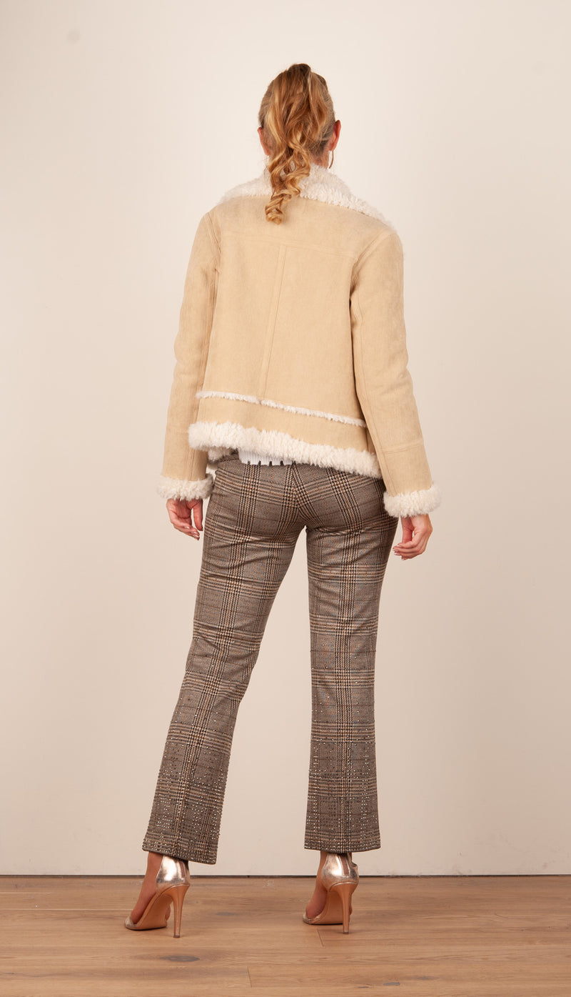 Lammfell-Jacke „Fake Fur“ Beige | Offwhite