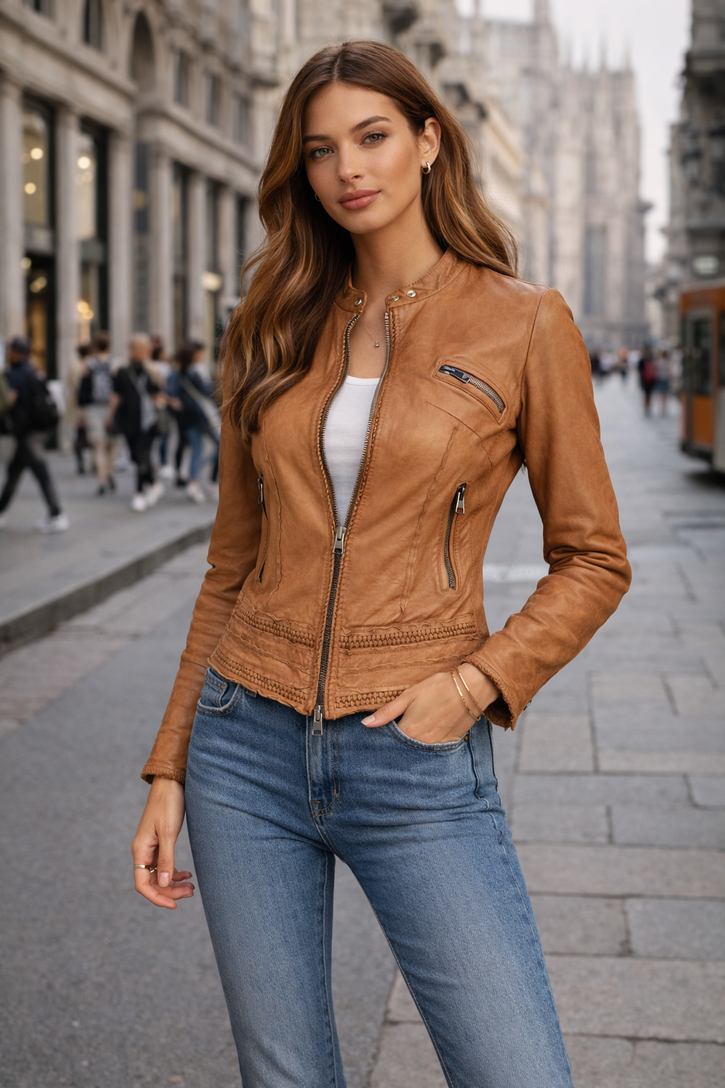 Lederjacke „Roncarati“ Camel