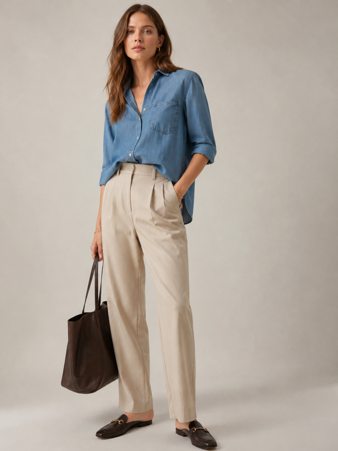 Signature-Hemdbluse „Washed“ Jeansblau