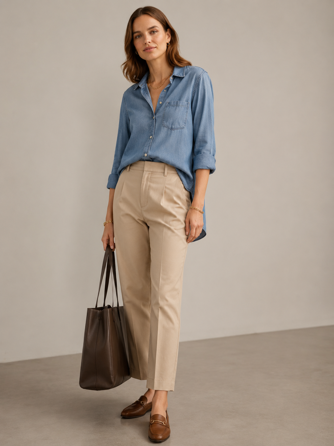 Signature-Hemdbluse „Washed“ Jeansblau