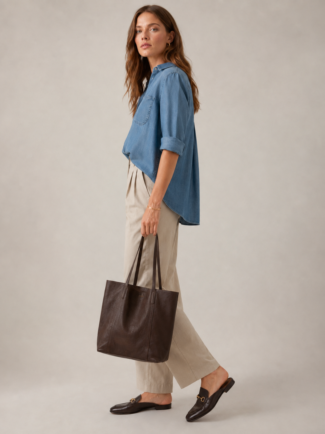 Signature-Hemdbluse „Washed“ Jeansblau