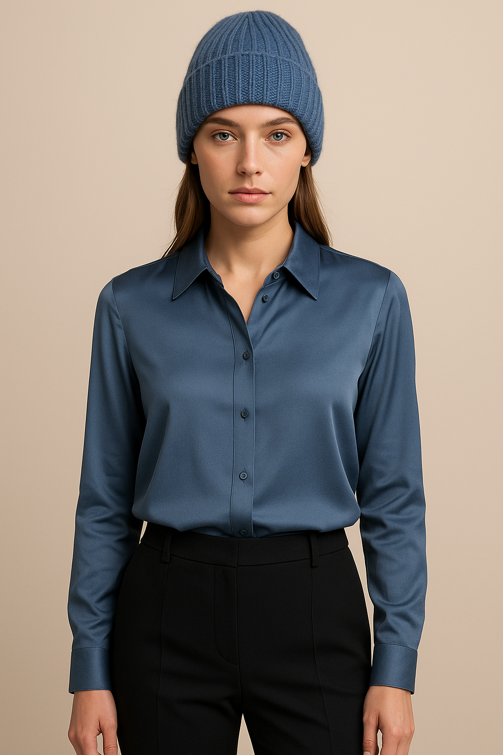 Kaschmir Beanie Jeansblau