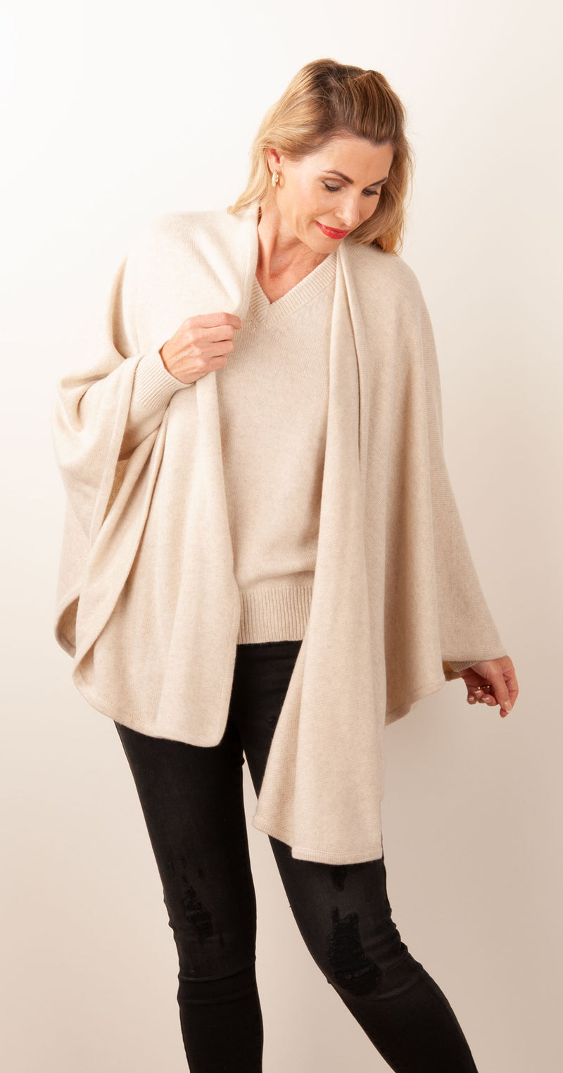 Kaschmir Cape Melange Beige
