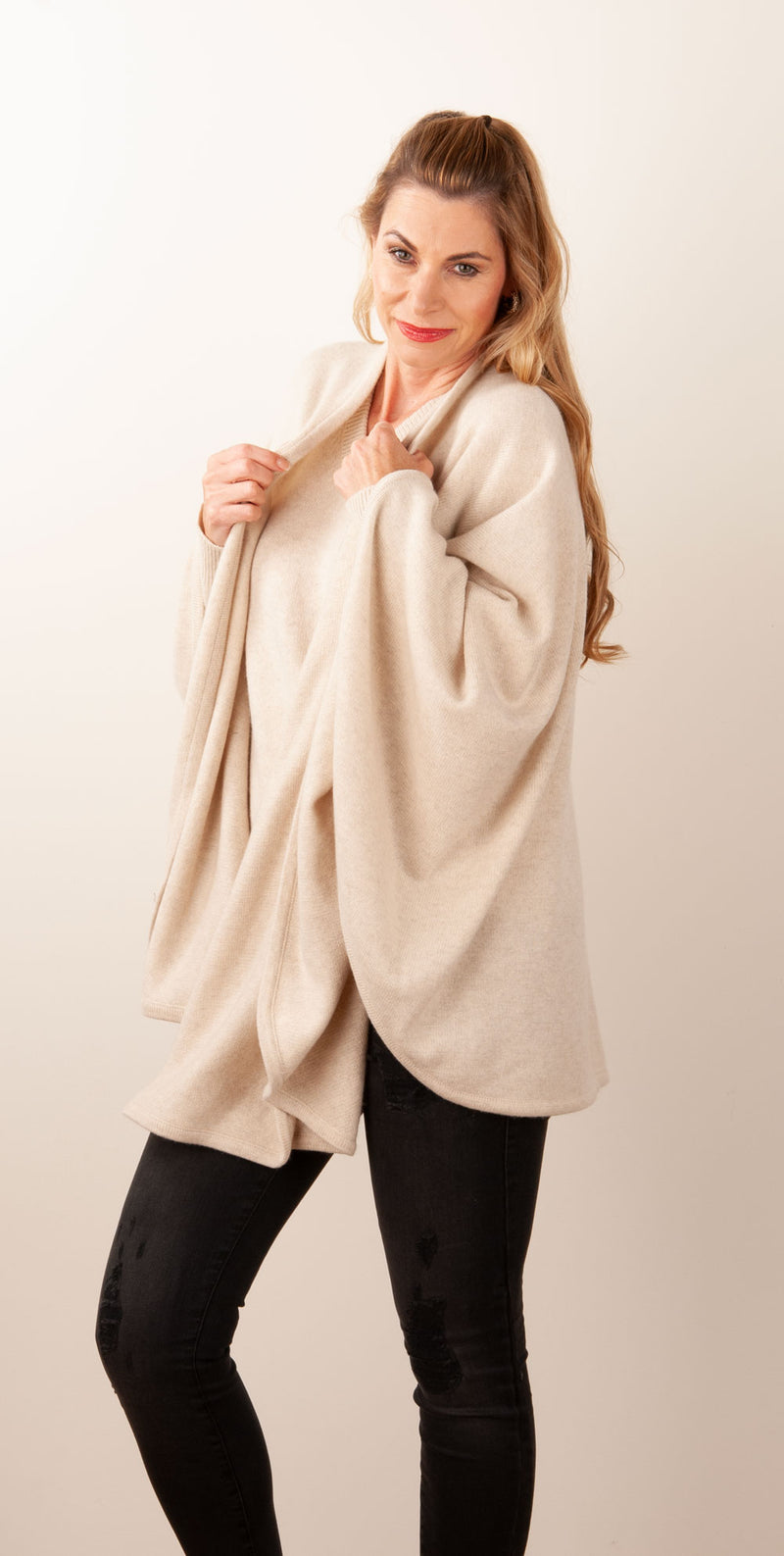Kaschmir Cape Melange Beige