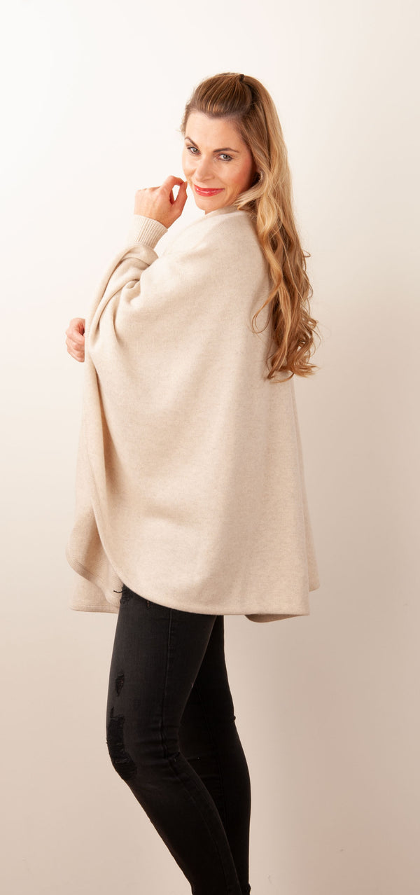 Kaschmir Cape Melange Beige