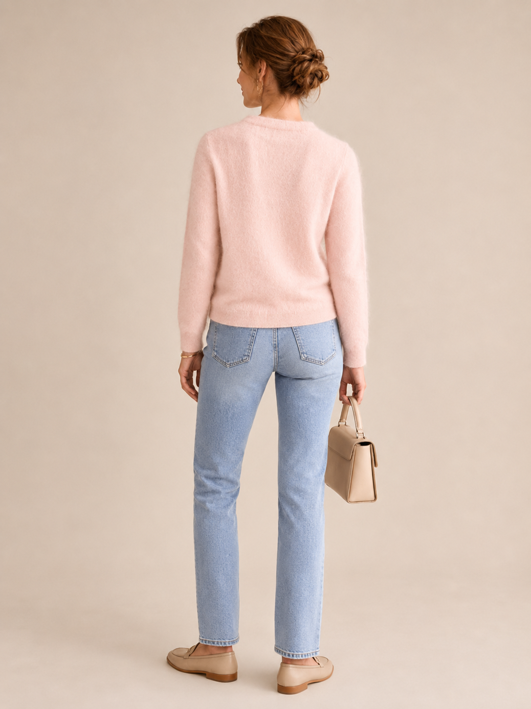 Kaschmir-Pullover „Fluff-Textur“ Zartrosa