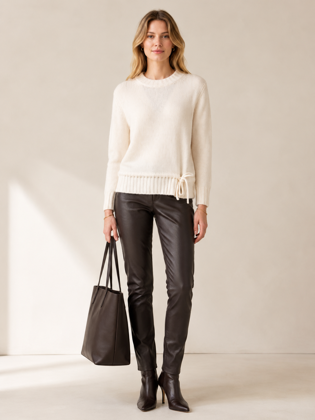 Blossom & Co. Zeitloser Kaschmir-Pullover Schleife Offwhite - Editorial-Ansicht