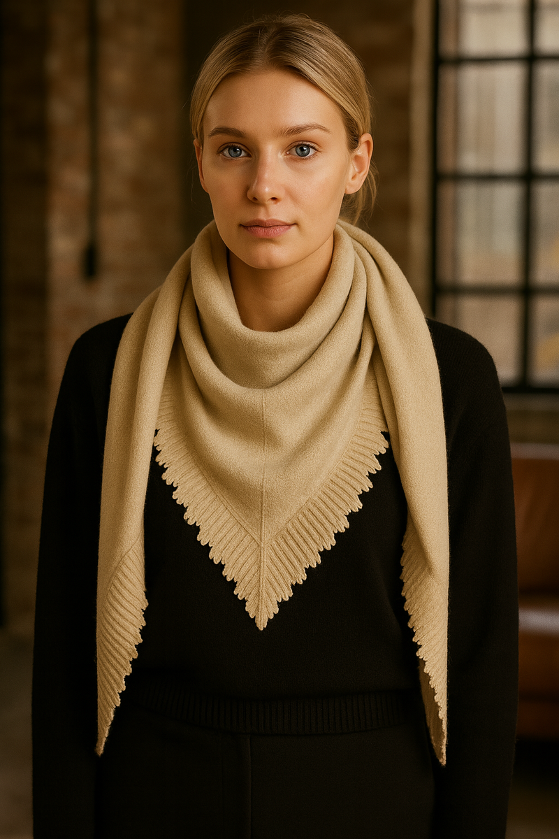 Kaschmir Dreieckstuch „Lurex“ Beige