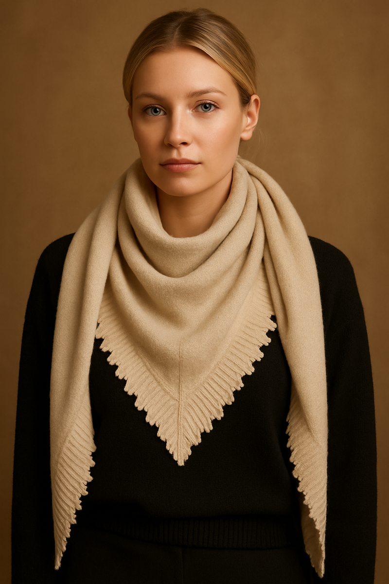 Kaschmir Dreieckstuch „Lurex“ Beige