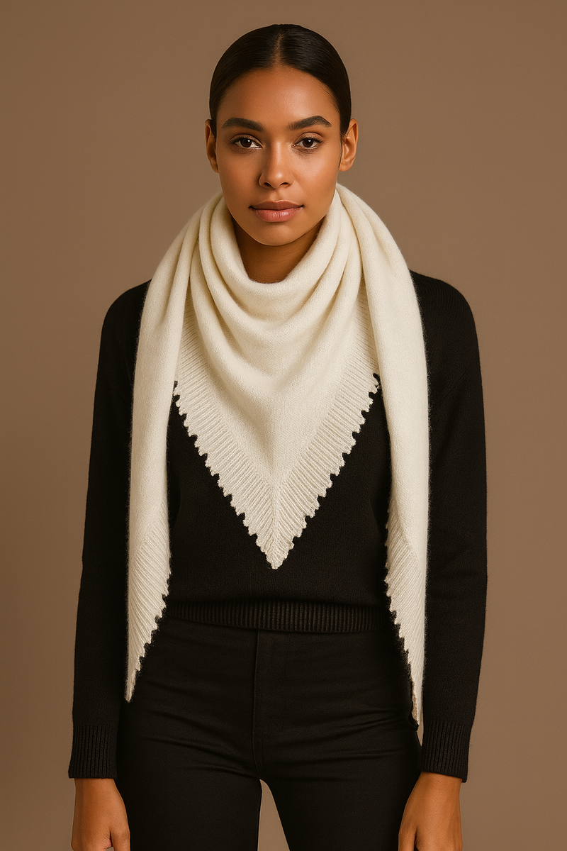 Kaschmir Dreieckstuch „Lurex“ Offwhite