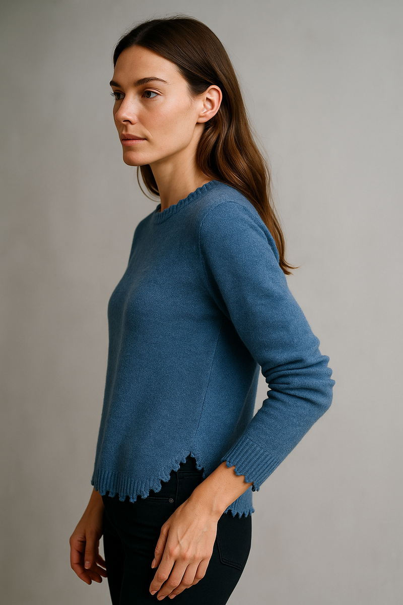 Kaschmir Pullover Melange Jeansblau