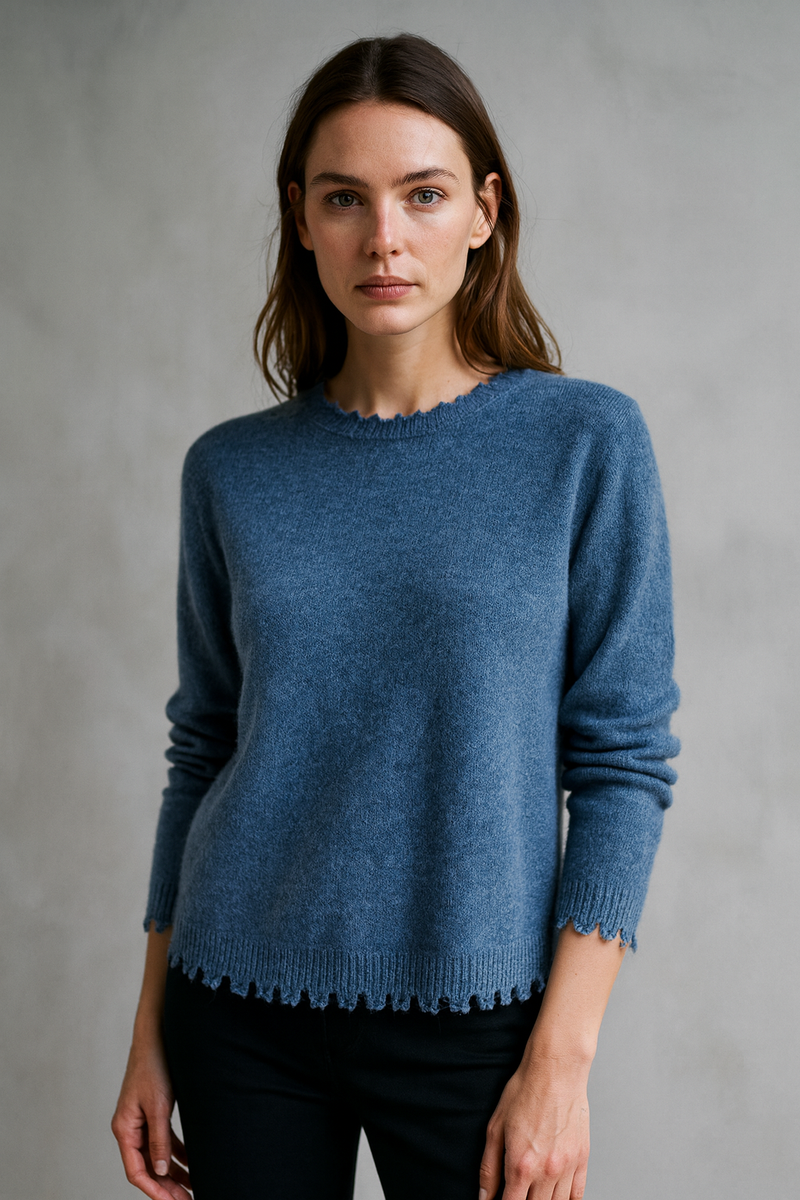 Kaschmir Pullover Melange Jeansblau