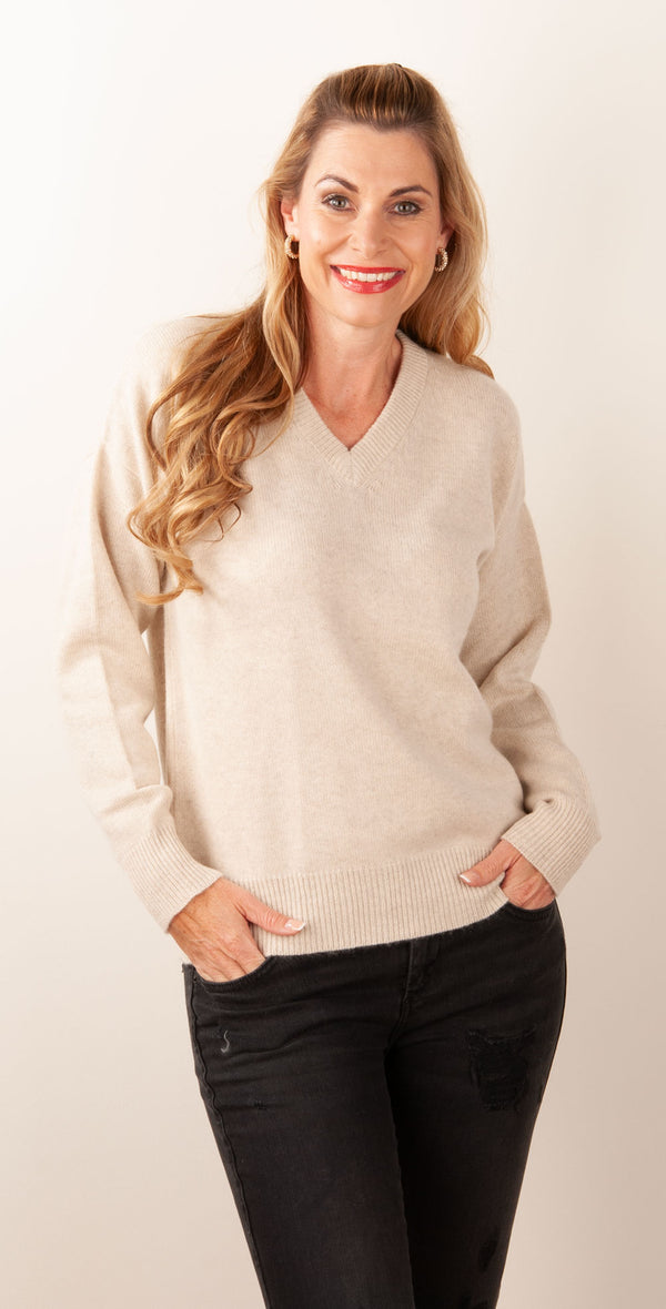 Kaschmir Pullover Melange Beige