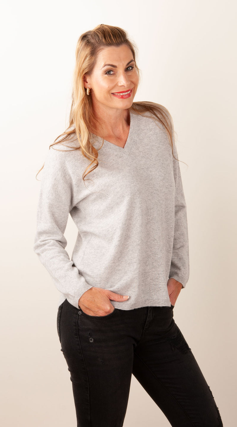 Kaschmir Pullover Melange Grau