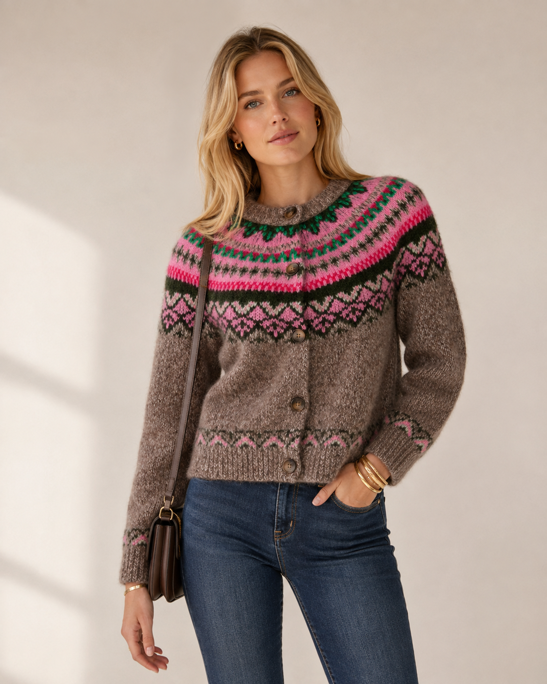Cardigan „Nordischer Charme“ Meliertes Braun | Multicolor