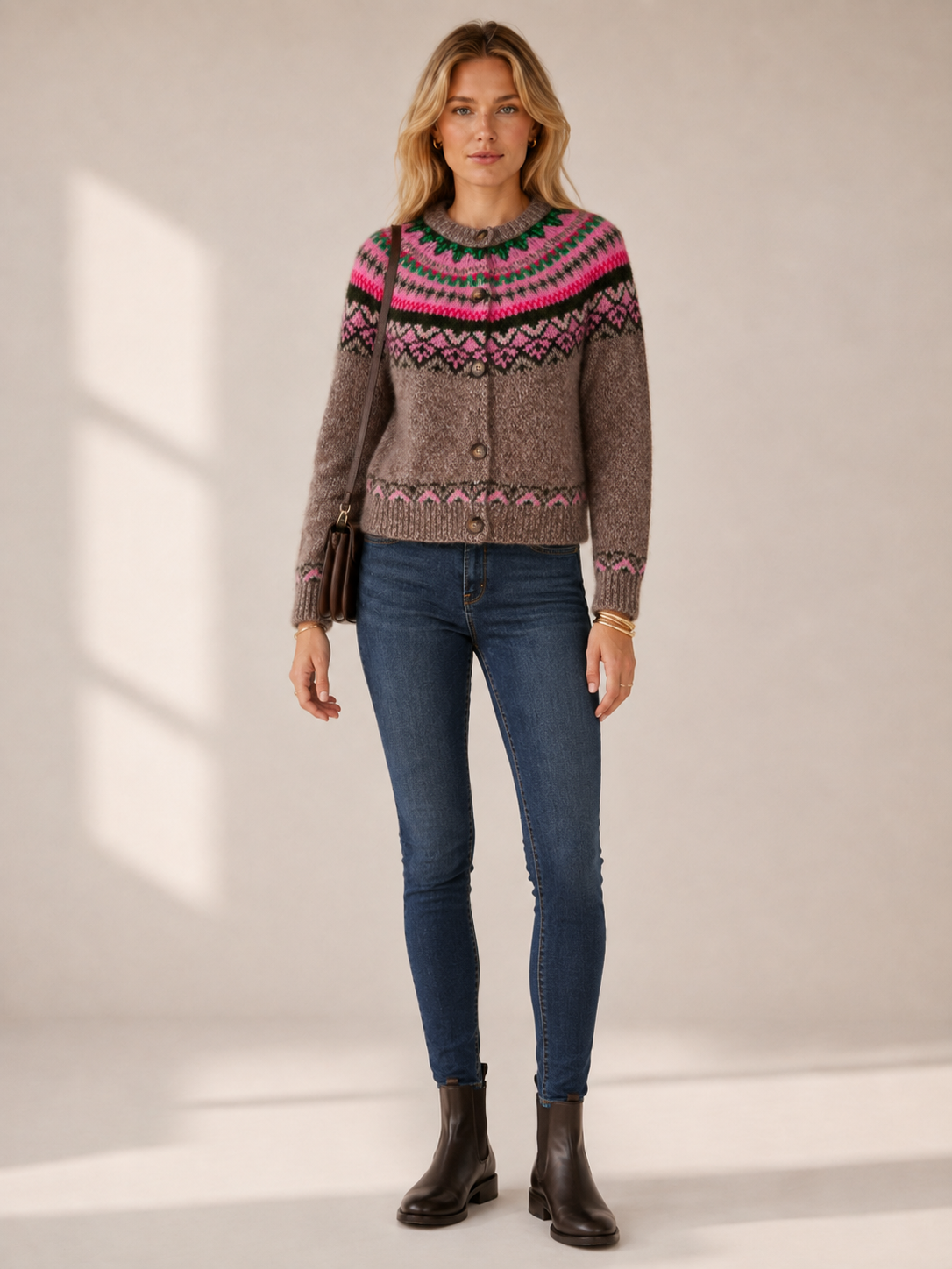 Cardigan „Nordischer Charme“ Meliertes Braun | Multicolor