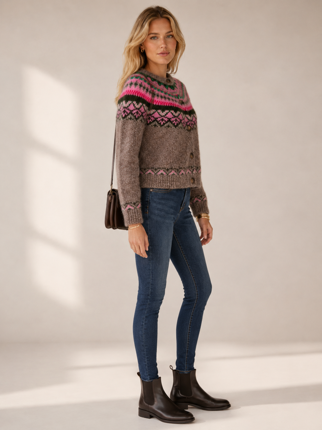 Cardigan „Nordischer Charme“ Meliertes Braun | Multicolor