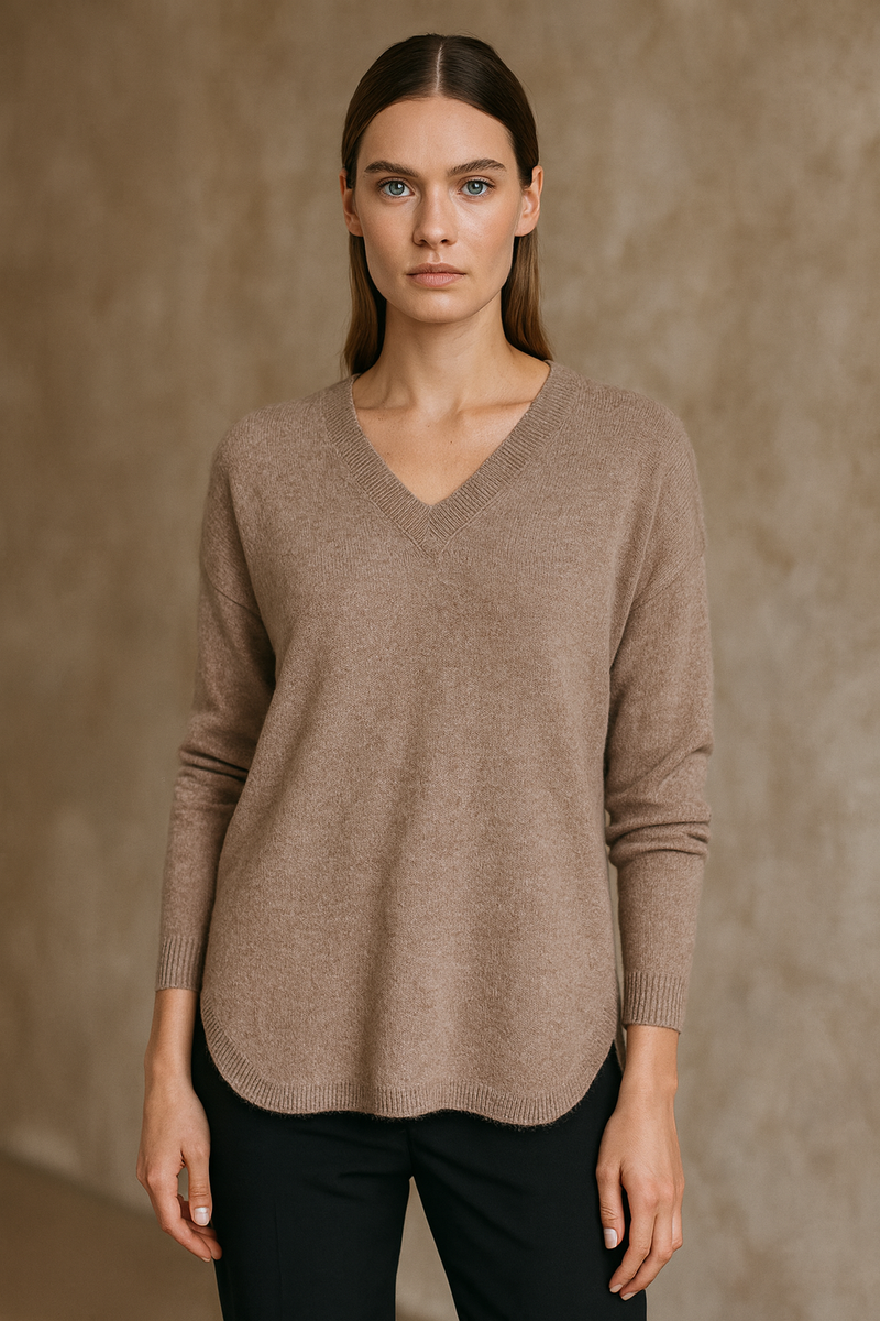 Kaschmir Pullover Melange Camel