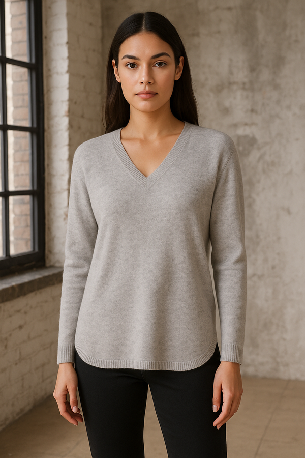 Kaschmir Pullover Melange Grau