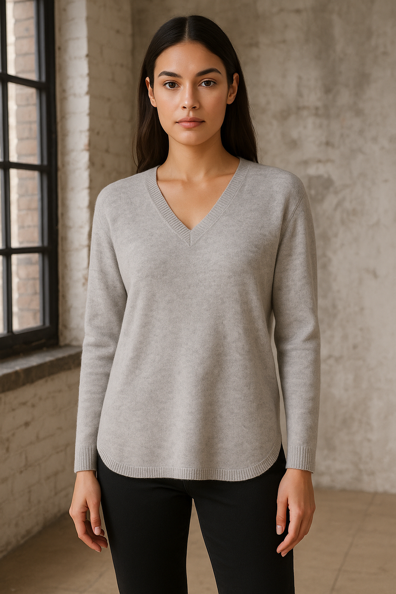 Kaschmir Pullover Melange Grau