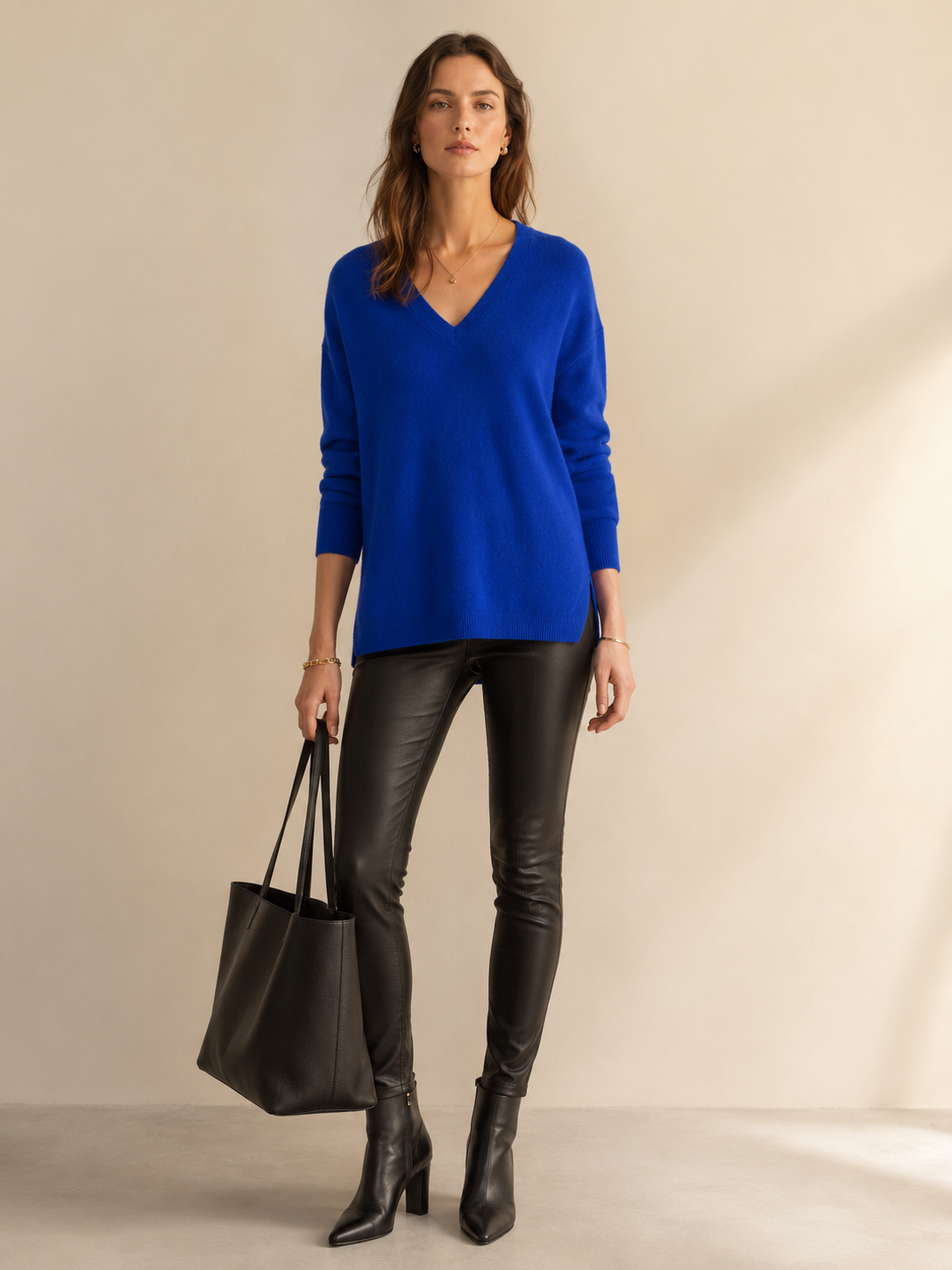 Zeitloser Kaschmir-Pullover Royalblau
