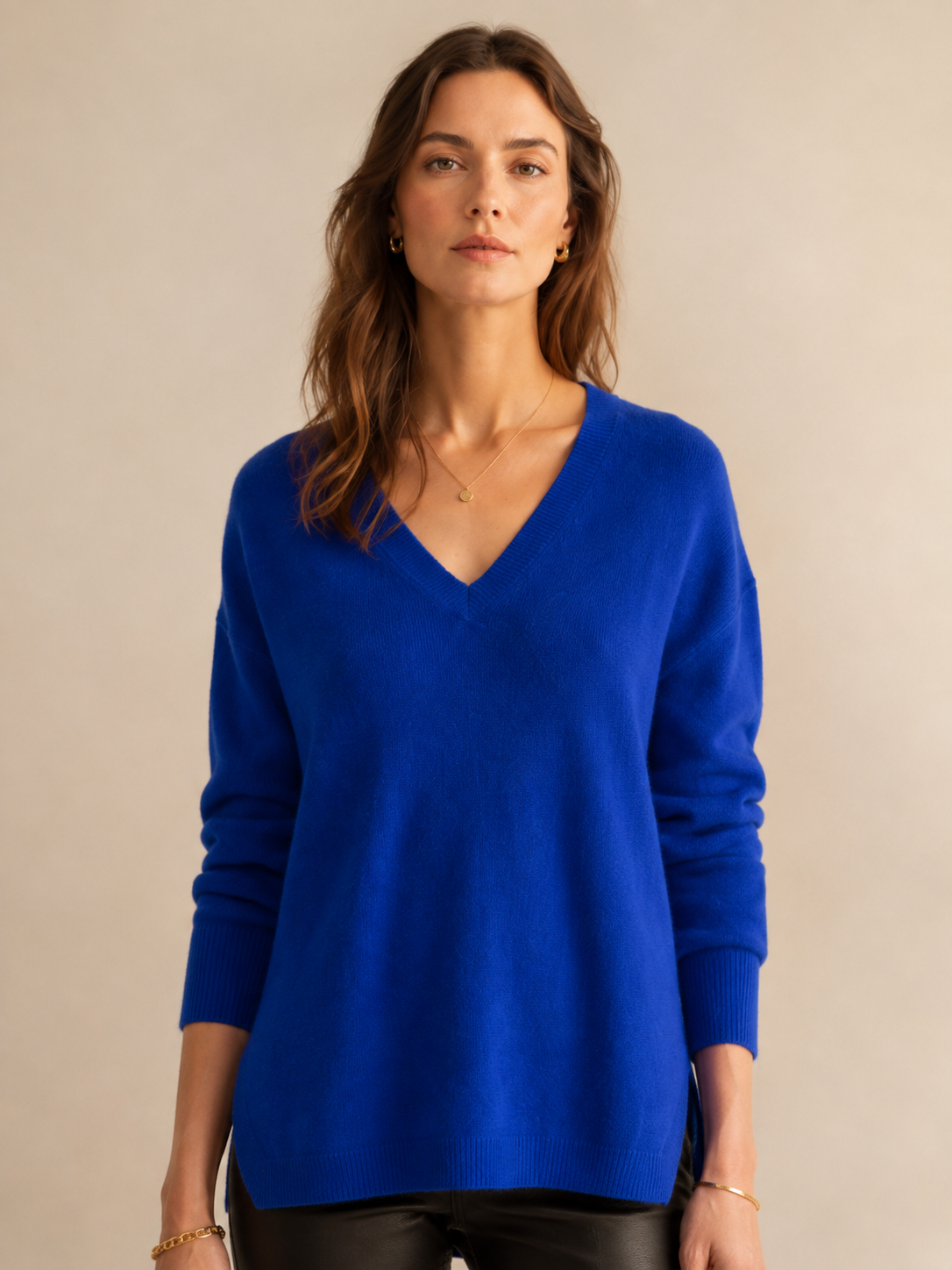 Zeitloser Kaschmir-Pullover Royalblau