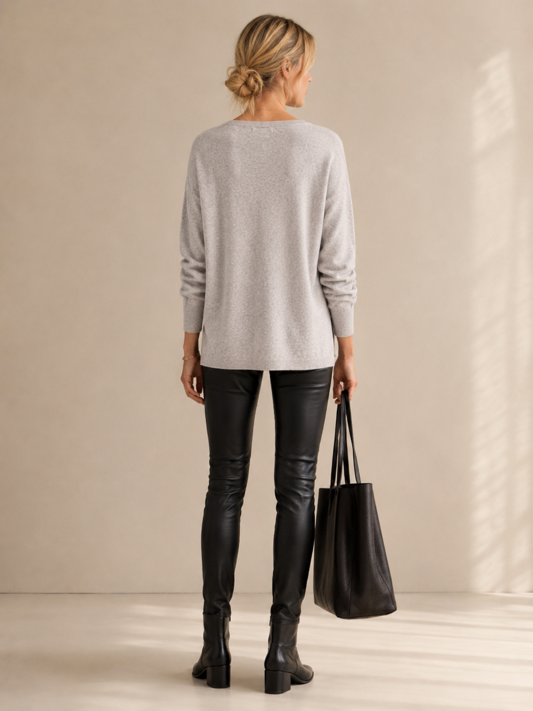 Zeitloser Kaschmir-Pullover Melange Grau