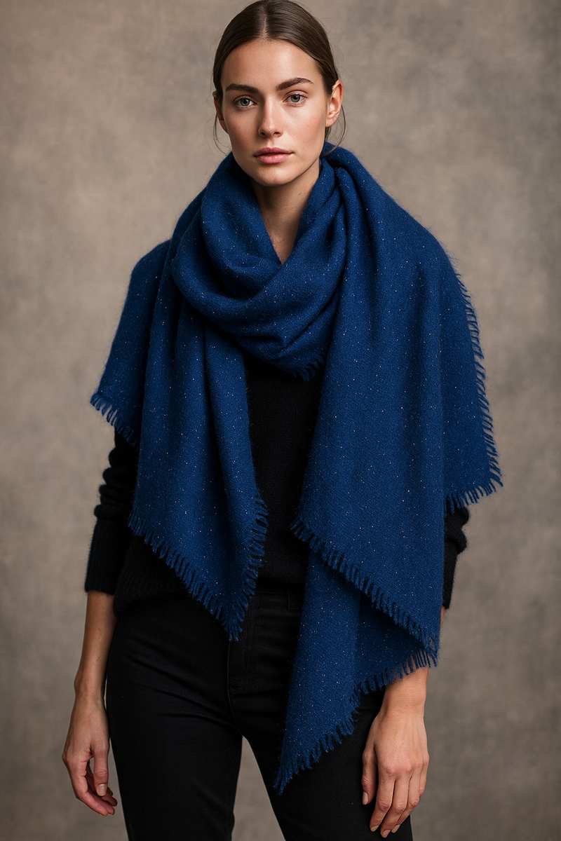 Kaschmir Schal „Lurex“ Dunkelblau