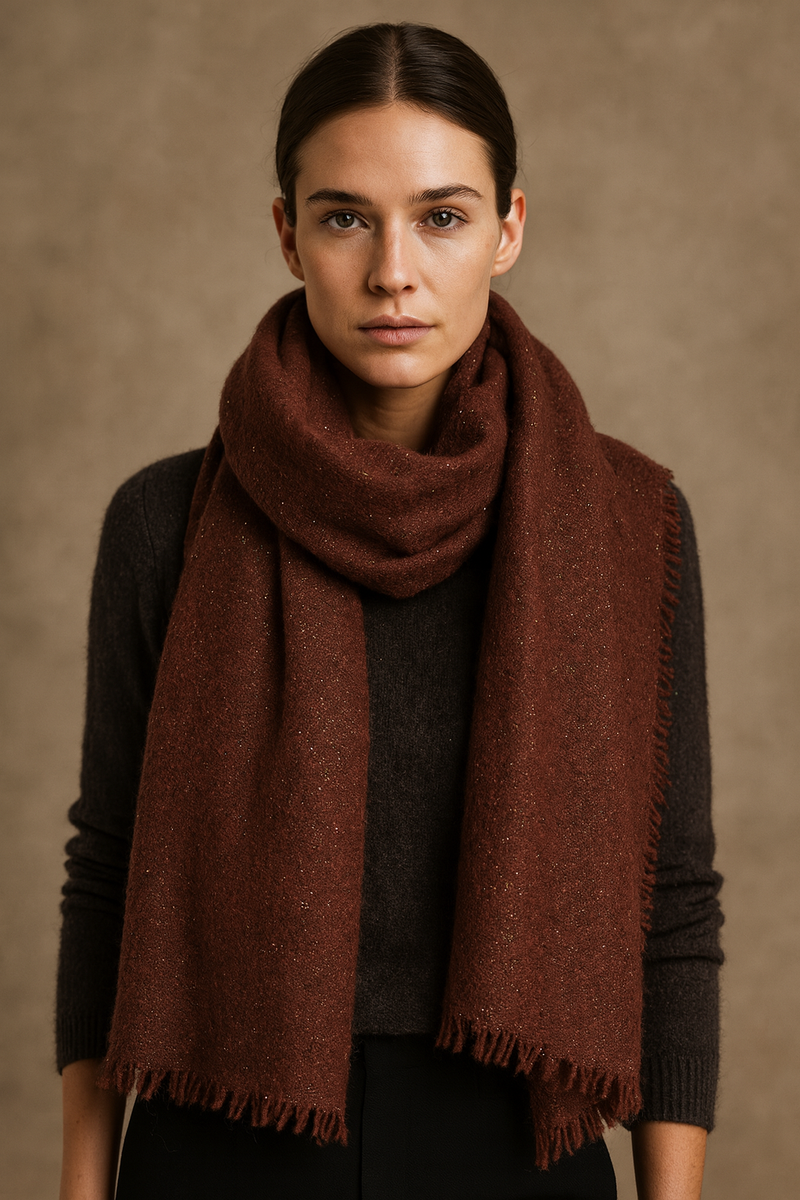 Kaschmir Schal „Lurex“ Dunkelbraun