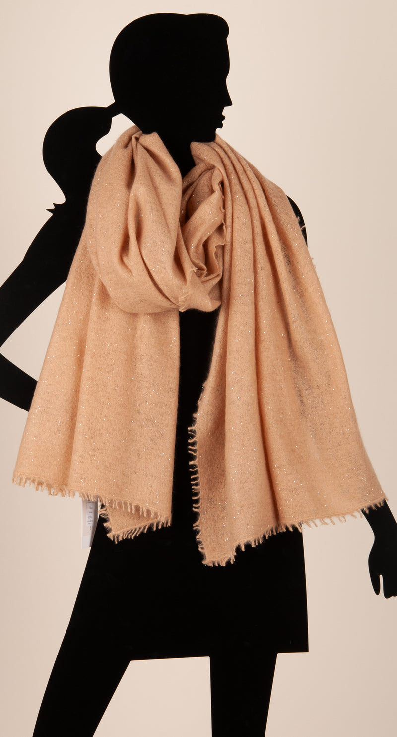 Kaschmir Schal „Lurex“ Camel